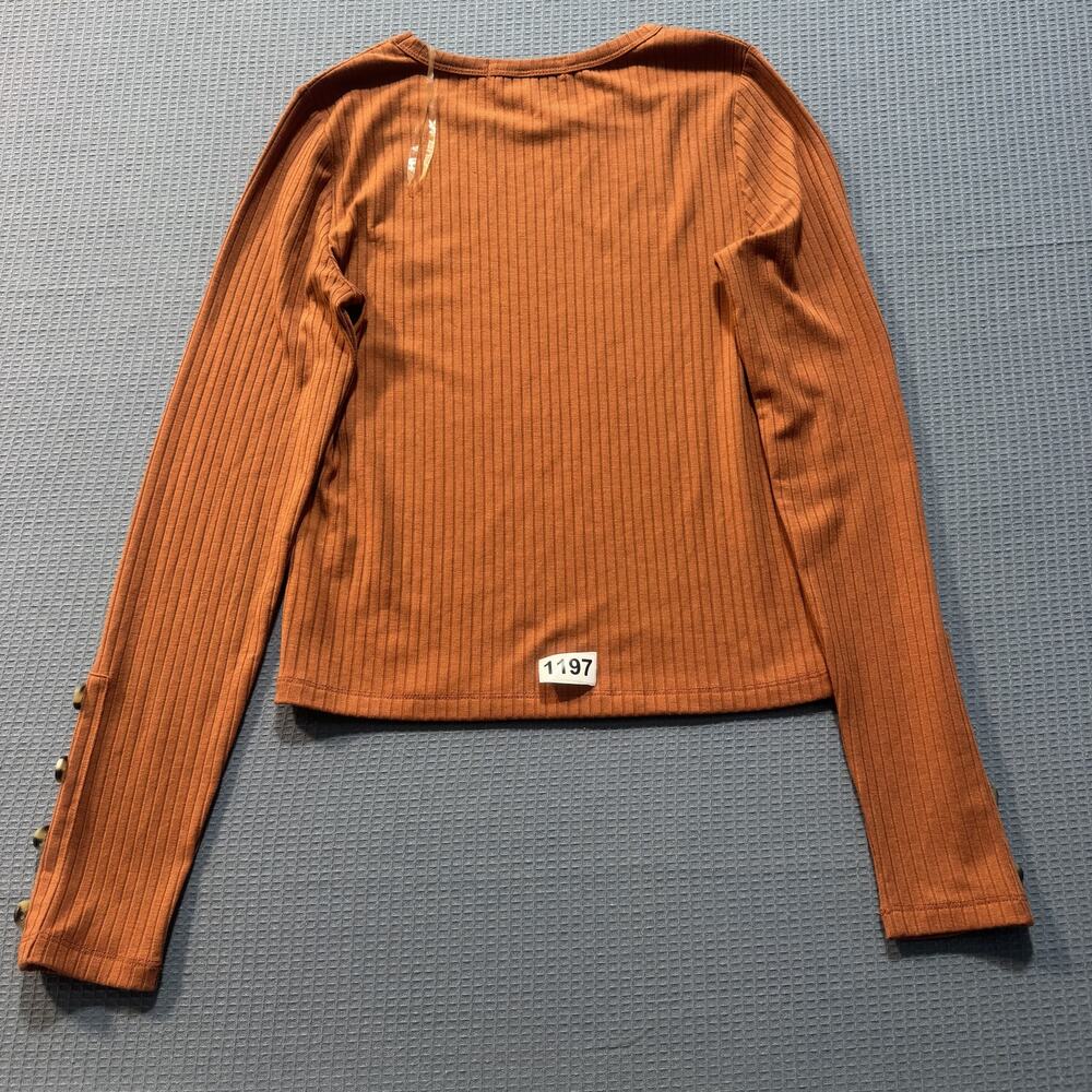 DEREK HEART Women orange Long Sleeve Tee Sz M Pre owned Excellent - Picture 7 of 7
